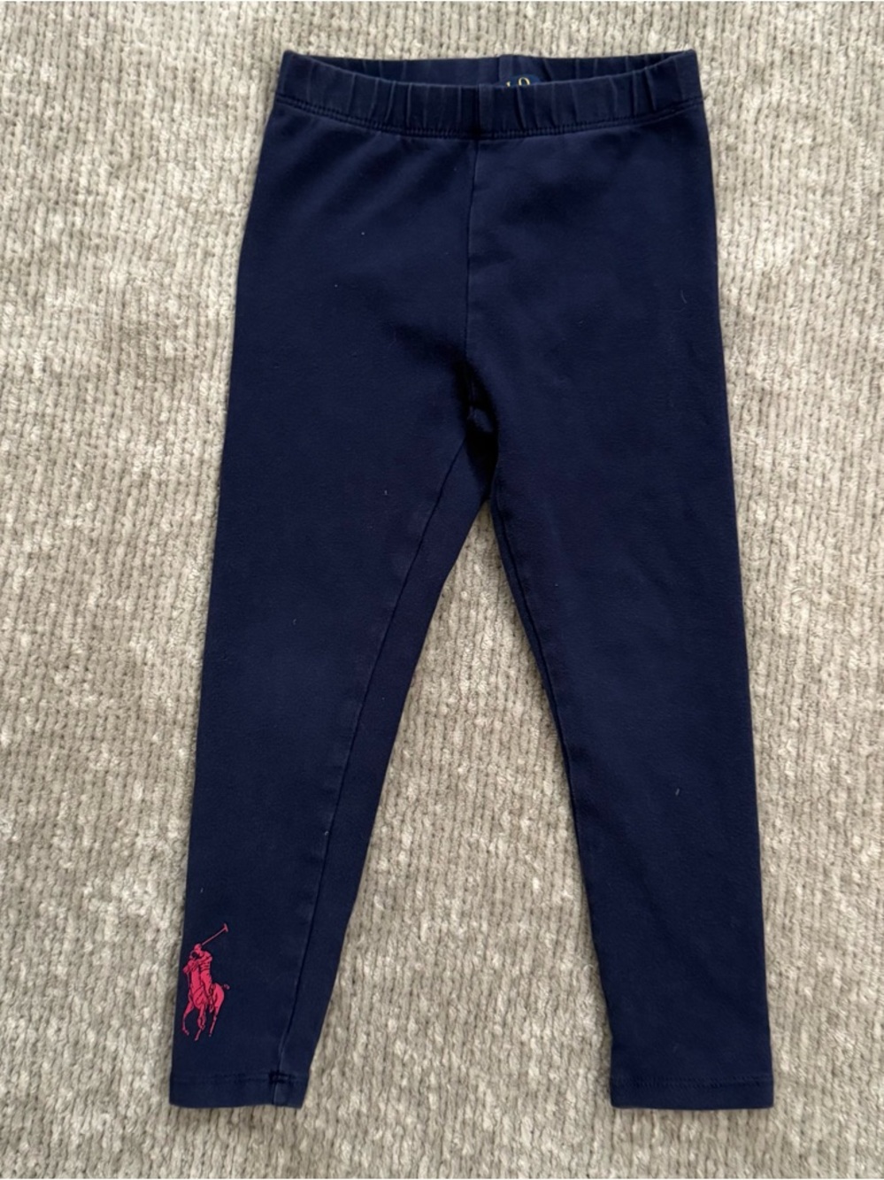 Polo Ralph Lauren Girls Navy Leggings 3T Red Pony Logo Stretch